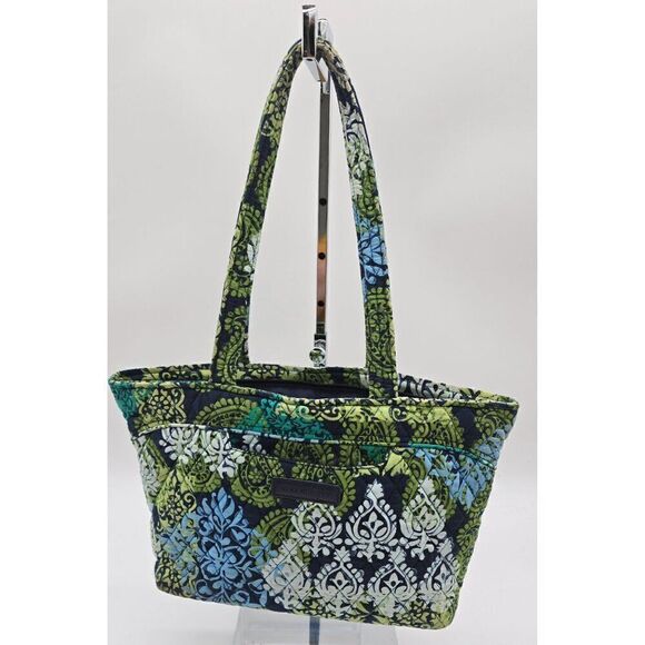 Vera Bradley Quilted Tote Bag - Blue & Green Paisley Pattern - Shoulder Straps - - Picture 4 of 8
